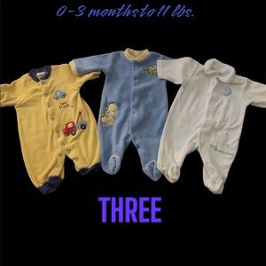 (1) LITTLE ME & (2) CARTER’S jumpsuits. 0-3 months up to 11 lbs.